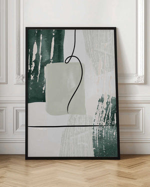 Tablou înramat „Abstract Shapes in Green-3” de Sally Ann Moss