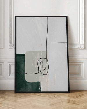 Tablou înramat „Abstract Shapes in Green-1” de Sally Ann Moss