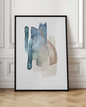 Tablou înramat „Atlantic Blue Abstract-2” de Sally Ann Moss