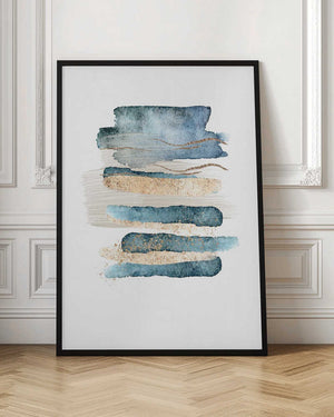 Tablou înramat „Atlantic Blue Abstract-1” de Sally Ann Moss