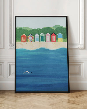 Tablou înramat „Beach Huts” de longwayhome