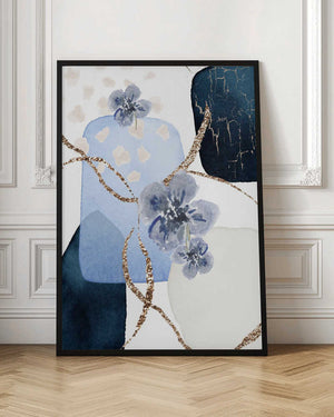 Tablou înramat „Floral Blue-1” de Sally Ann Moss