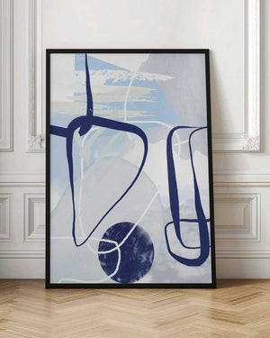 Tablou înramat „Lines of Blue-1” de Sally Ann Moss