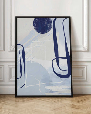 Tablou înramat „Lines of Blue-3” de Sally Ann Moss
