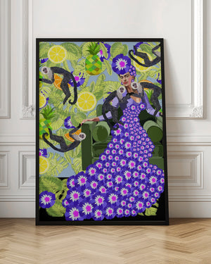 Tablou înramat „Frida in the Garden” de Lynnda Rakos