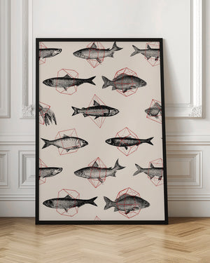 Tablou înramat „Fishes In Geometrics Nº4” de Florent Bodart