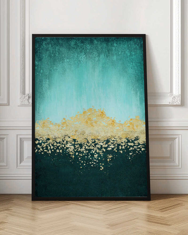 Tablou înramat „Golden Dawn Teal” de Alyson Storms