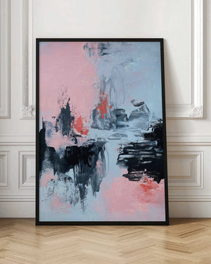 Tablou înramat „Pink and Grey Abstract 2” de Alyson Storms