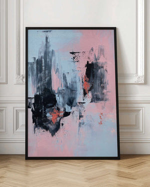 Tablou înramat „Pink and Grey Abstract 3” de Alyson Storms