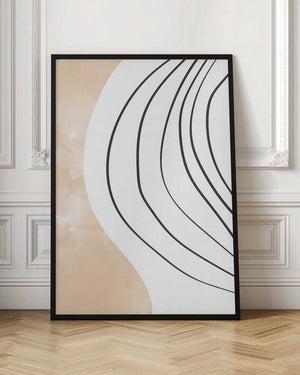 Tablou înramat „Beige Black Line Art” de Melloi Art Prints