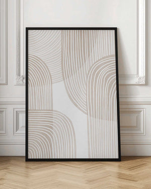 Tablou înramat „Abstract Beige Line Art” de Melloi Art Prints