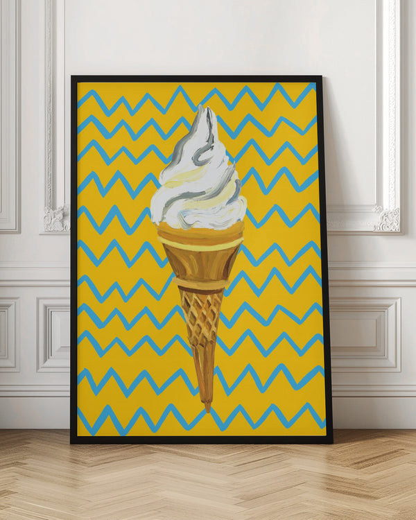 Tablou înramat „Ice Cream Yellow Zigzag” de Alice Straker