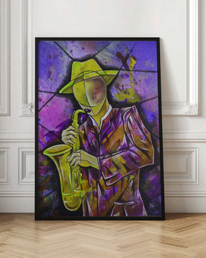 Tablou înramat „Jazz Sax Player” de Ricardo Maya