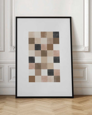 Tablou înramat „Geometric Pattern of Muted Earthy Tones” de Elena Ristova