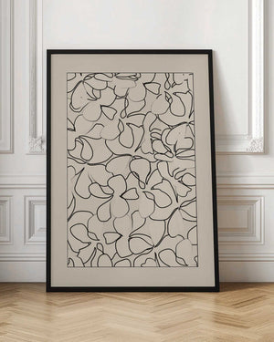 Tablou înramat „Seamless Pattern of Outlined Flowers” de Elena Ristova