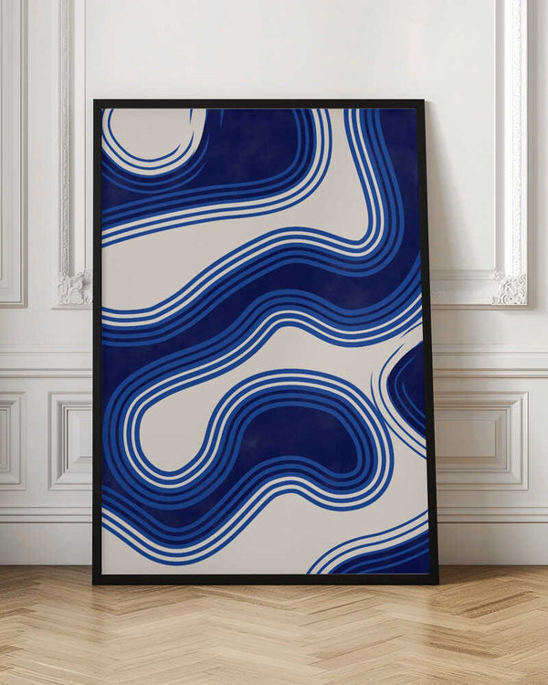 Tablou înramat „Blue Wave Patterns” de Elena Ristova