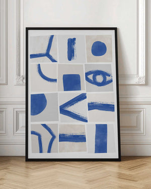 Tablou înramat „Minimalist Blue Brushstrokes” de Elena Ristova