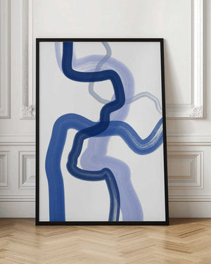 Tablou înramat „Fluid Blue Brushstrokes” de Elena Ristova