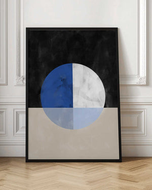 Tablou înramat „Isected Circle with Blue and White Quadrants” de Elena Ristova