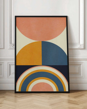 Tablou înramat „Rainbow Plus Shapes  Blue Mustard10” de Ana Rut Bre