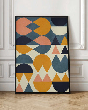 Tablou înramat „Rainbow Plus Shapes  Blue Mustard6” de Ana Rut Bre