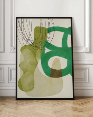 Tablou înramat „Painted Lines Green Tan Kopie” de Ana Rut Bre