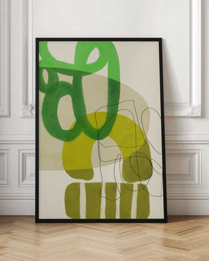 Tablou înramat „Painted Lines Green Tan 2 Kopie” de Ana Rut Bre
