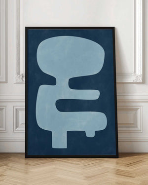 Tablou înramat „Blue Silhouette Form” de Elena Ristova