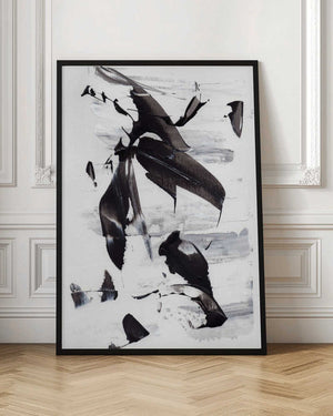 Tablou înramat „Monochrome Dynamic Brushstrokes” de uplusmestudio