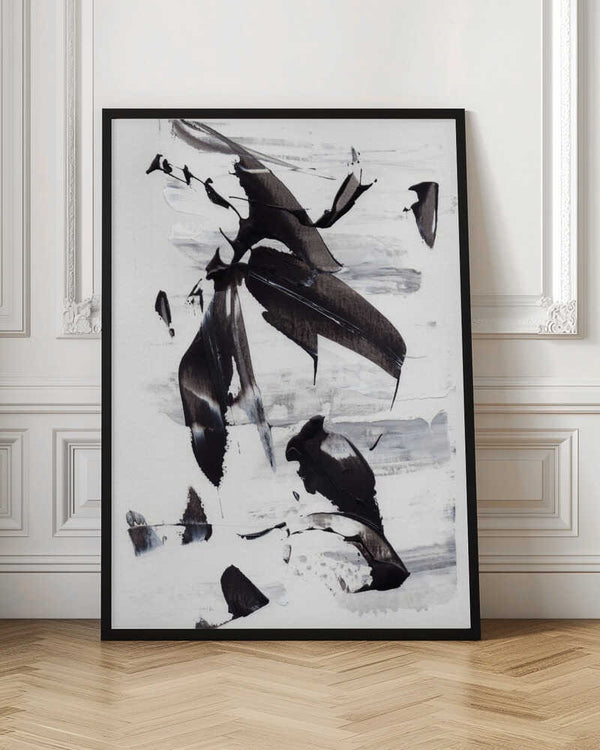 Tablou înramat „Monochrome Dynamic Brushstrokes” de uplusmestudio