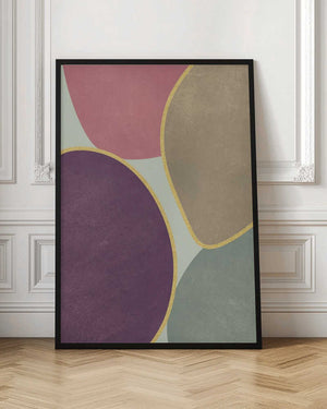 Tablou înramat „Abstract Circles With Gold 4” de Bilge Paksoylu