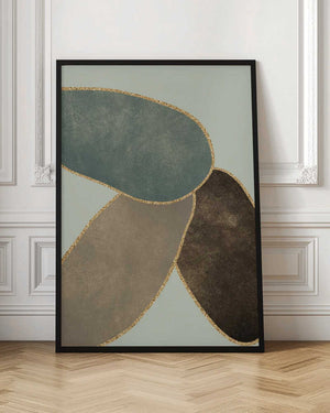 Tablou înramat „Abstract Circles With Gold 3” de Bilge Paksoylu