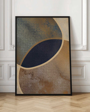 Tablou înramat „Abstract Circles With Gold 1” de Bilge Paksoylu