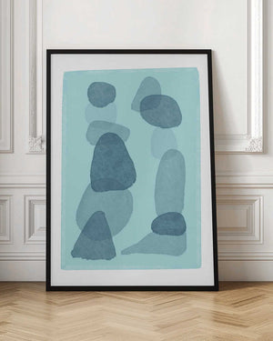Tablou înramat „watercolour spots blue abstract minimal modern art” de Sharyn Bursic