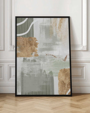 Tablou înramat „White Lines On Green 2” de Sally Ann Moss