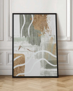 Tablou înramat „White Lines On Green 3” de Sally Ann Moss