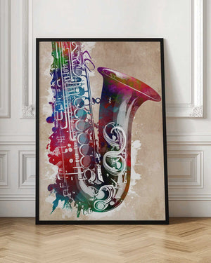 Tablou înramat „Saxophone music art” de Justyna Jaszke