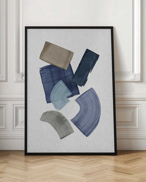 Tablou înramat „Blue & Brown Paint Blocks” de Orara Studio