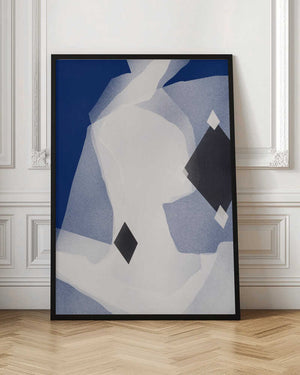 Tablou înramat „Blue Black and White Abstract” de Little Dean