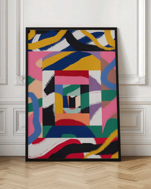 Tablou înramat „Geometric Shapes and Bold Brushstrokes” de Little Dean