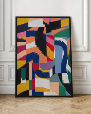 Tablou înramat „Shapes with Dynamic Brushstrokes” de Little Dean
