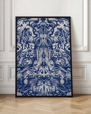 Tablou înramat „Symmetrical Blue and White Pattern” de Little Dean