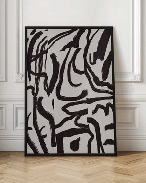 Tablou înramat „Black line in grey 02” de Little Dean
