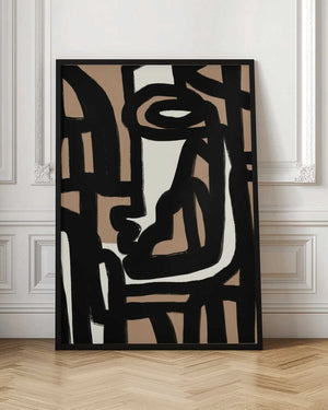 Tablou înramat „Geometric Shapes Against A Tan And White Background” de Little Dean