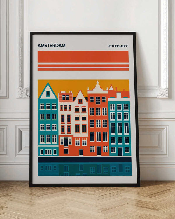 Tablou înramat „Amsterdam Travel Poster” de Retrodrome