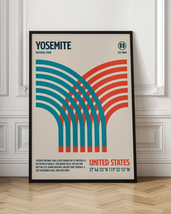 Tablou înramat „Yosemite National Park Travel Poster” de Retrodrome