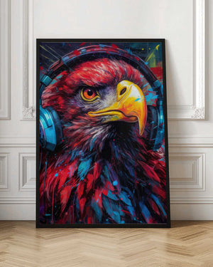 Tablou înramat „Eagle With Headphones animal” de Justyna Jaszke