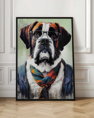 Tablou înramat „Hipster dog animal art” de Justyna Jaszke