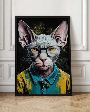 Tablou înramat „Hipster cat animal art” de Justyna Jaszke