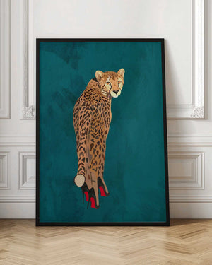 Tablou înramat „Turquoise cheetah in heels” de Sarah Manovski